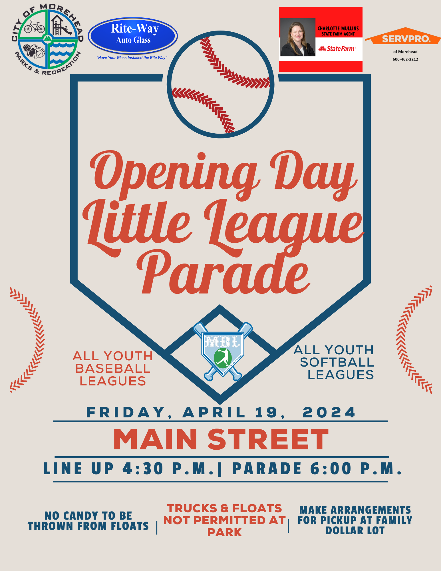 Opening Day Little League Parade April 19,2024 City of Morehead, KY